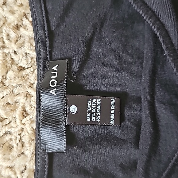 Aqua Little Black Dress LBD Batwing Sleeve Ruched Tencel Blend Small - Picture 3 of 4